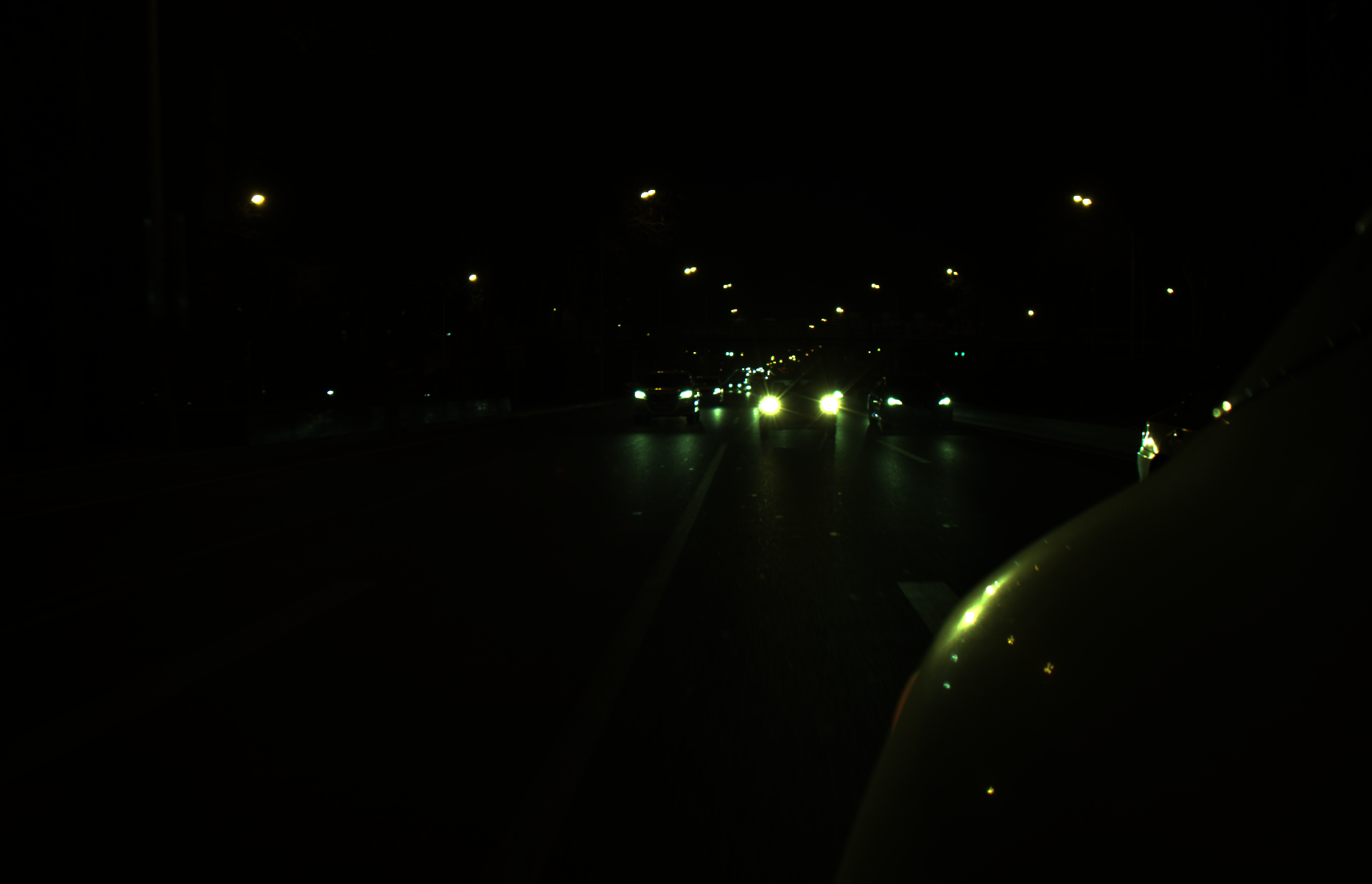 The adapter's input: a linear RAW night frame, almost black